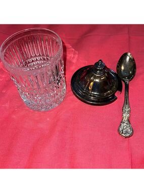 Vintage jam jar. FB Rogers spoon